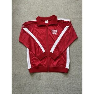 TITLE Boxing Men's Size L Red Heavy Track Jacket Rare Y2K Shimmer Sportswear